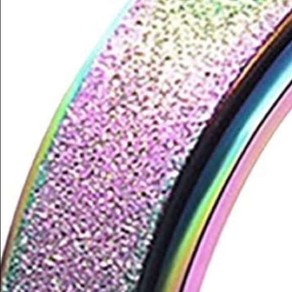 🦋3/30🦋 Fidget Spinner Ring in Rainbow glitter stainless steel - Picture 5 of 9
